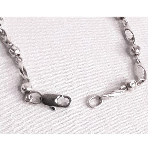 Dainty Bracelet Silver Tone Ball And Long Chain Links Lobster Claw Clasp - Picture 4 of 7